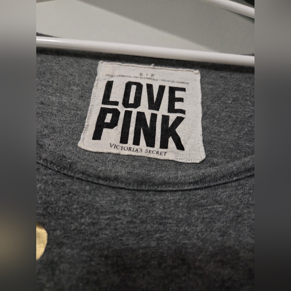 Victoria's Secret Gray Long Sleeve Shirt with Gold Wording - Picture 3 of 4